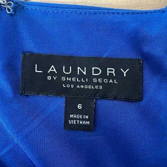 Laundry by Shelli Segal Royal Blue Knee-Length Dress Size 6 Side Cutouts V-Neck - Picture 10 of 11